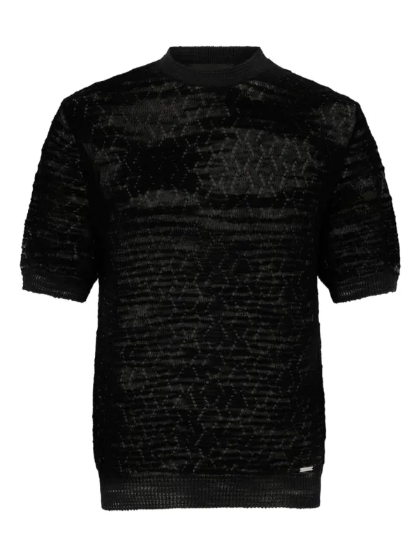 DSQUARED2 オープンワーク ニットTシャツ | ブラック | FARFETCH JP