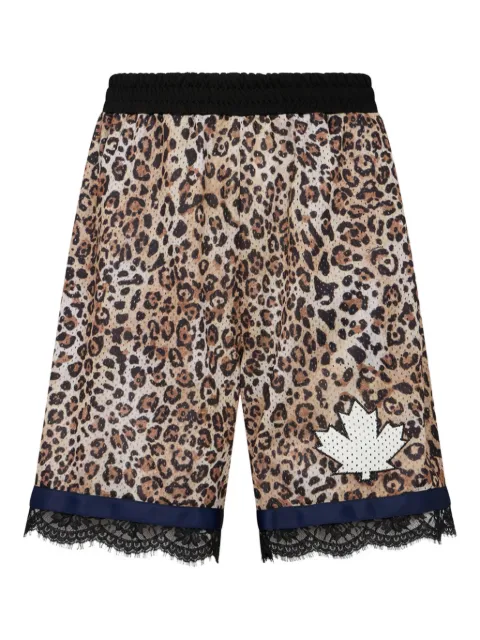 DSQUARED2 Wild2 Shorts aus Spitze mit Animal-Print