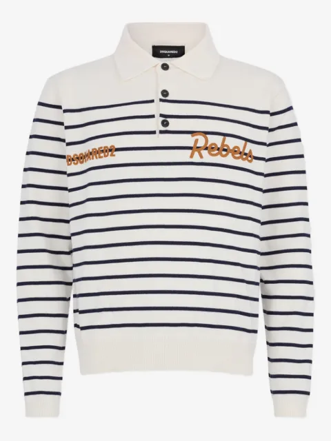 DSQUARED2 playera tipo polo manga larga con rayas estampadas