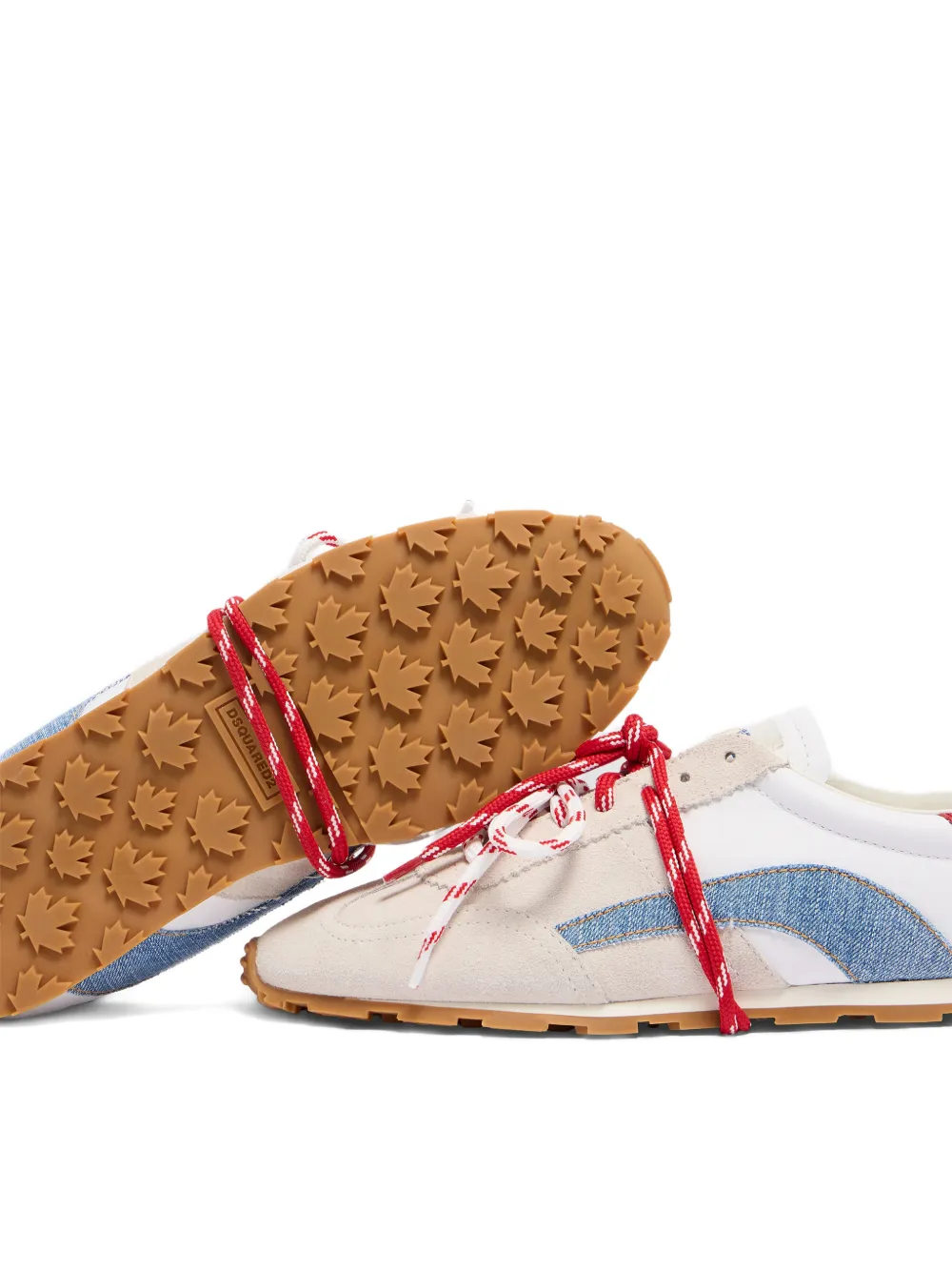 DSQUARED2 DC-642 denim sneakers met vlakken Beige