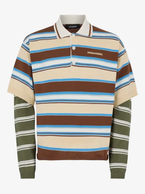 DSQUARED2 playera tipo polo manga larga con rayas estampadas
