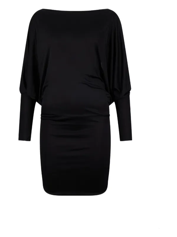 what to wear under see through backless dress La Lune Long Sleeve Backless Mini Dress | Black | Dresses main image 1