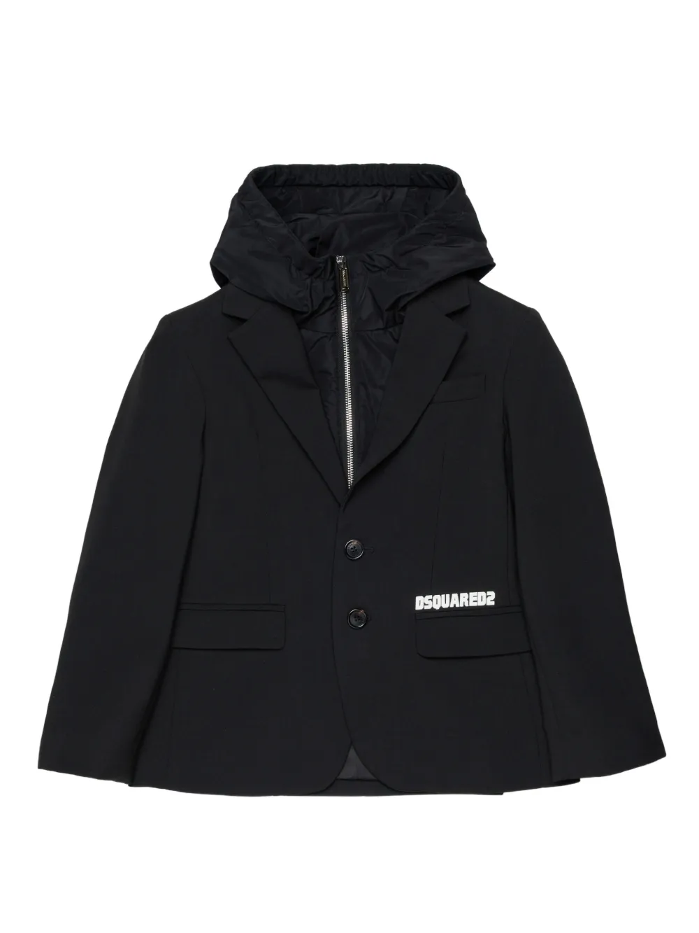 DSQUARED2 KIDS Blazer con cappuccio e bottoni - Nero