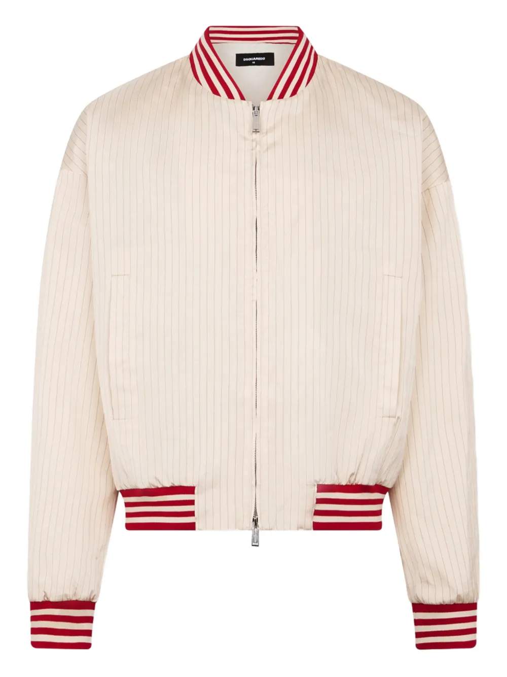 Dsquared2 Baseball 80's Pinstriped Bomber Jacket In Neutral