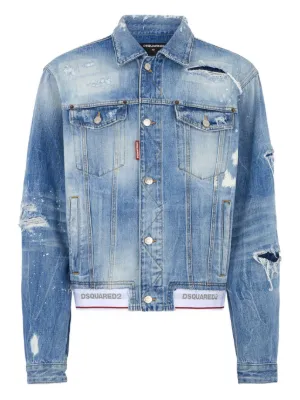 DSQUARED2 ペイント デニムジャケット | ブルー | FARFETCH JP