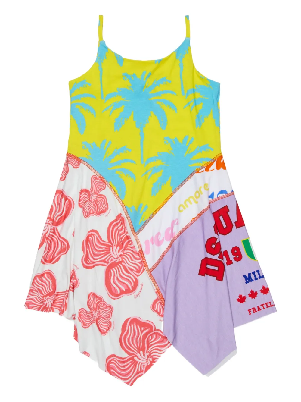  Dsquared2 Kids Robe à Design Patchwork - Jaune 