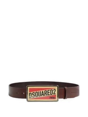 美品 DSQUARED2 レザー ロゴバックル ベルト ディースクエアード Dsquared2 ディースクエアード ロゴバックル レザーベルト - FARFETCH