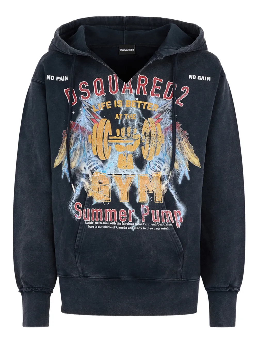 DSQUARED2 Felpa con cappuccio e stampa - Nero