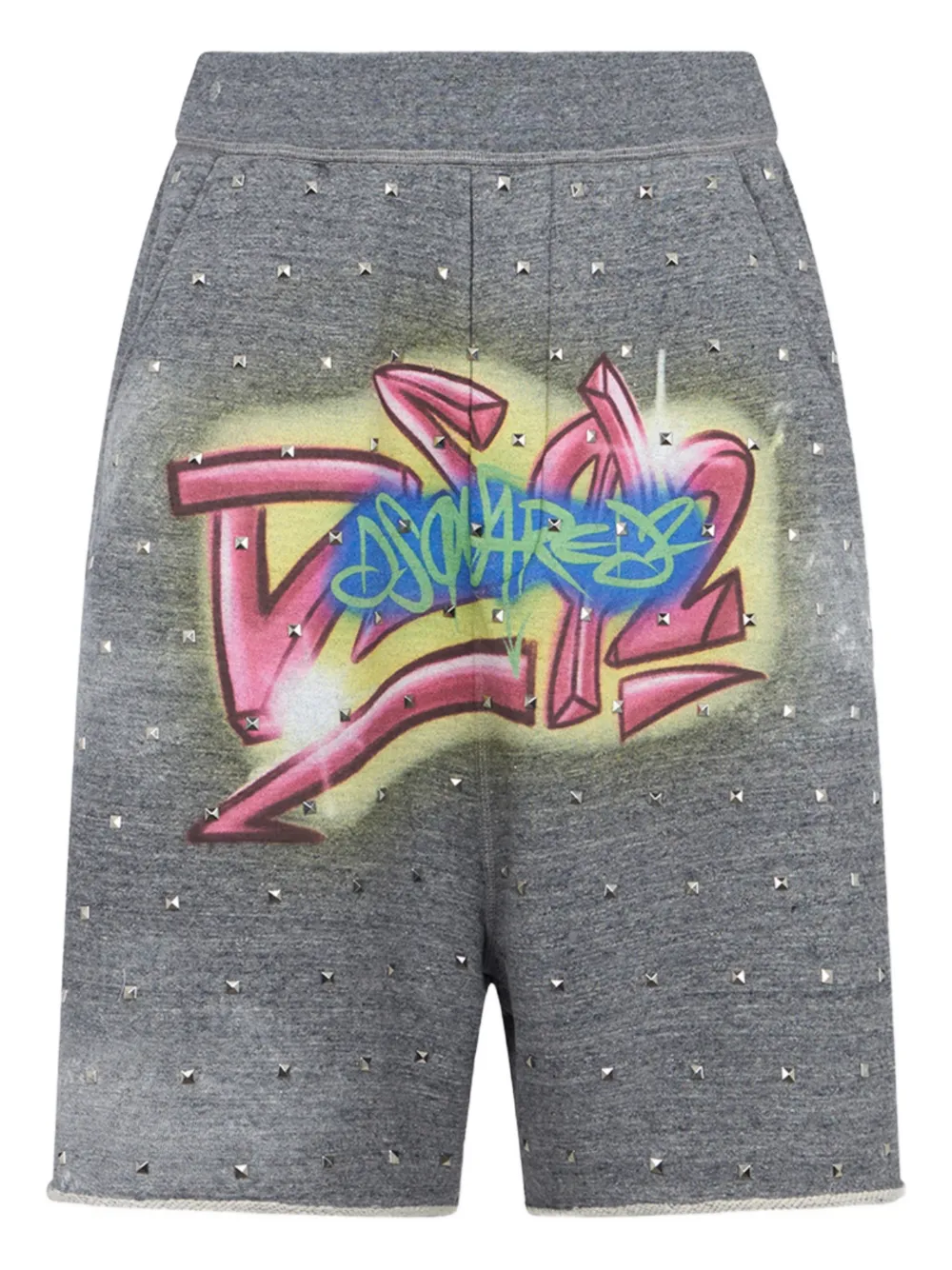 DSQUARED2 Rebel Shorts mit Nieten - Grau