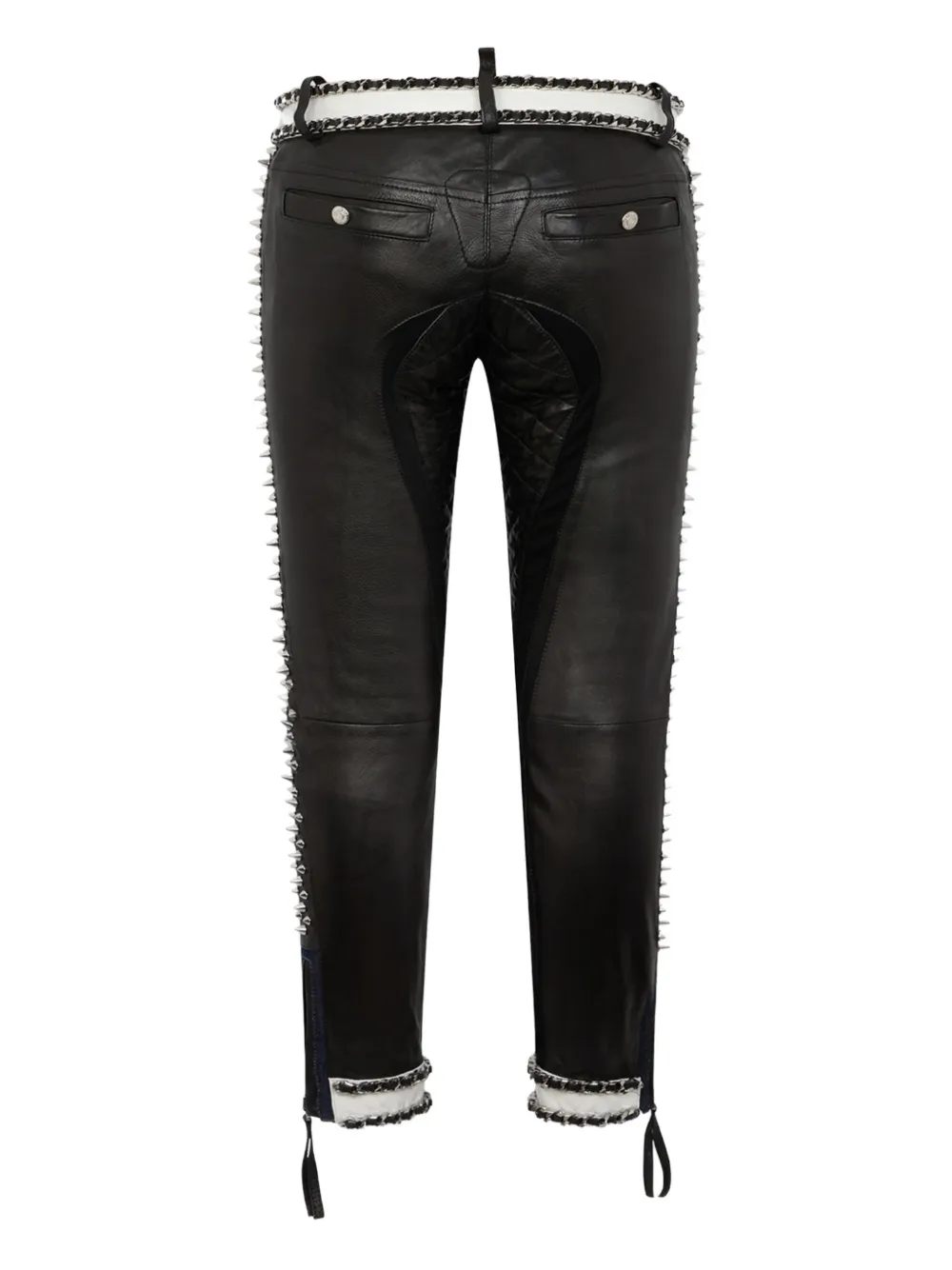  Dsquared2 Pantalones Biker Con Apliques - Negro 