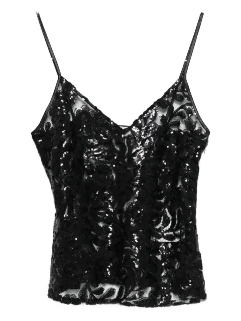 Golden Goose top in tulle with floral pattern in sequins