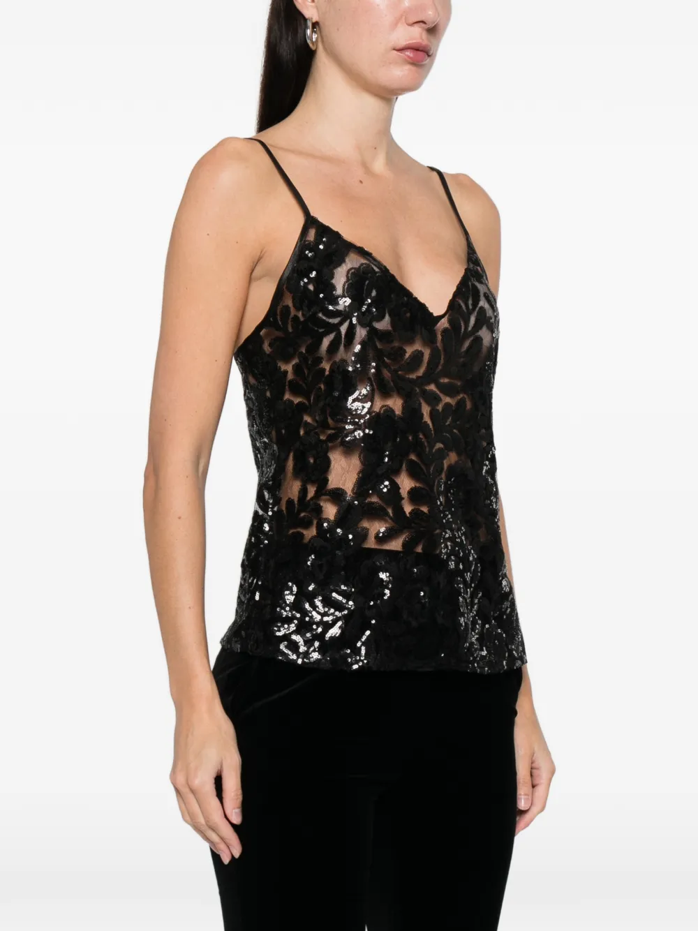  Golden Goose Sequin V-neck Top - Black 