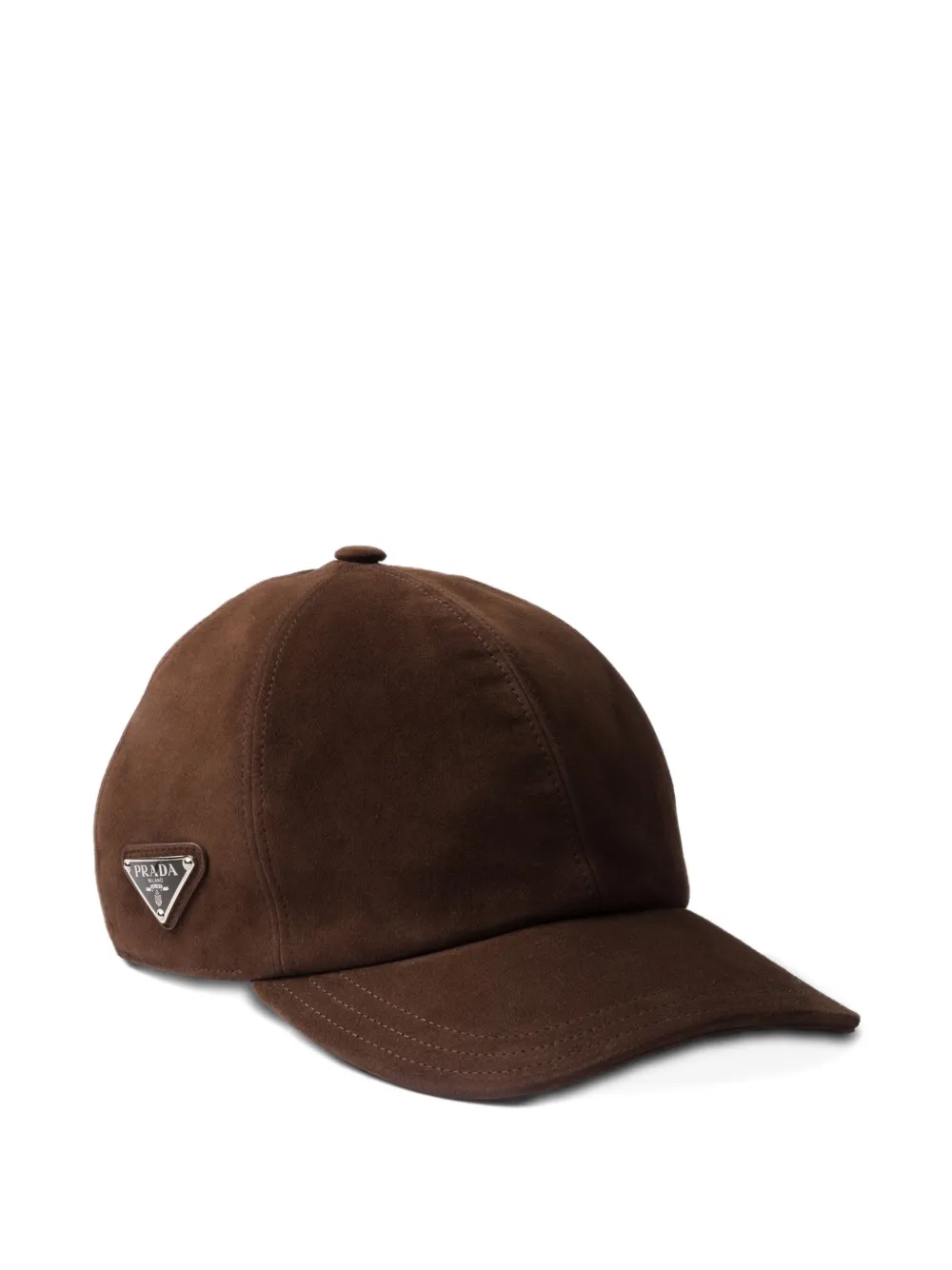 Prada triangle logo suede baseball cap | brun | Image 1