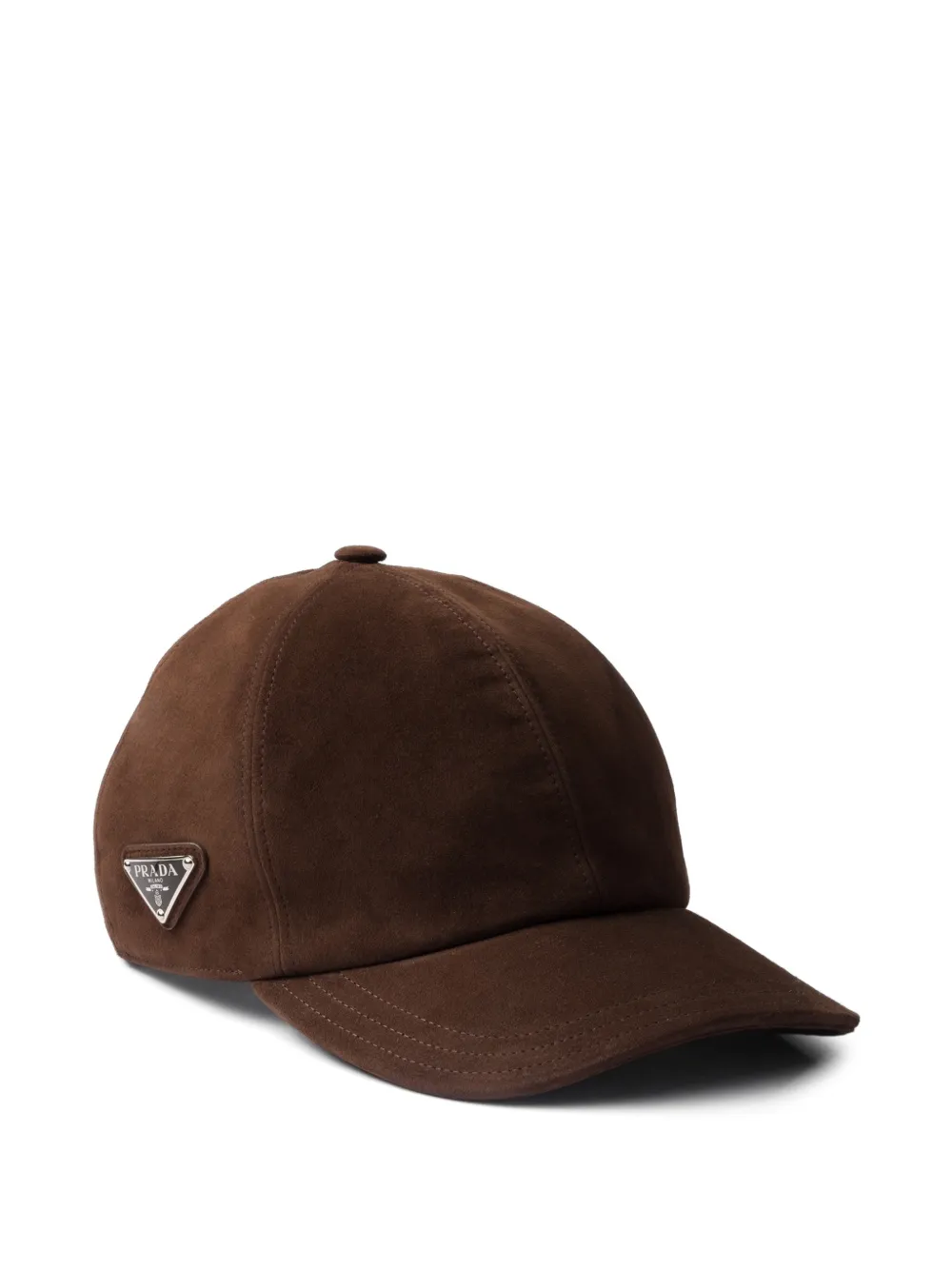 Prada triangle logo suede baseball cap | Brown | Image 1