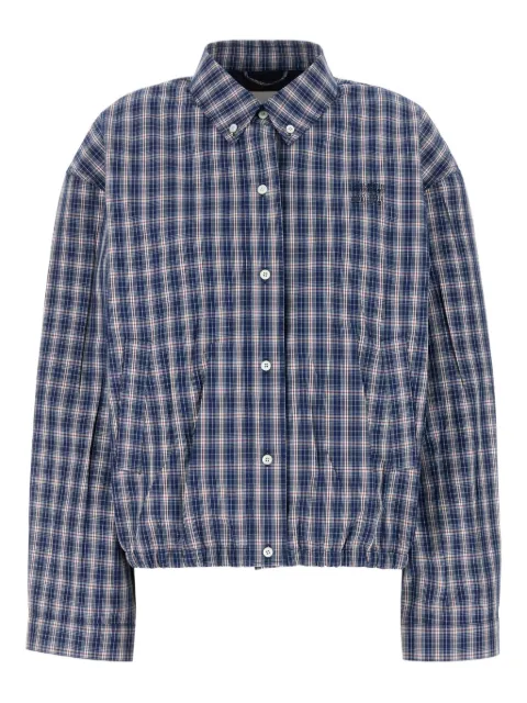 Miu Miu embroidered checked cotton overshirt
