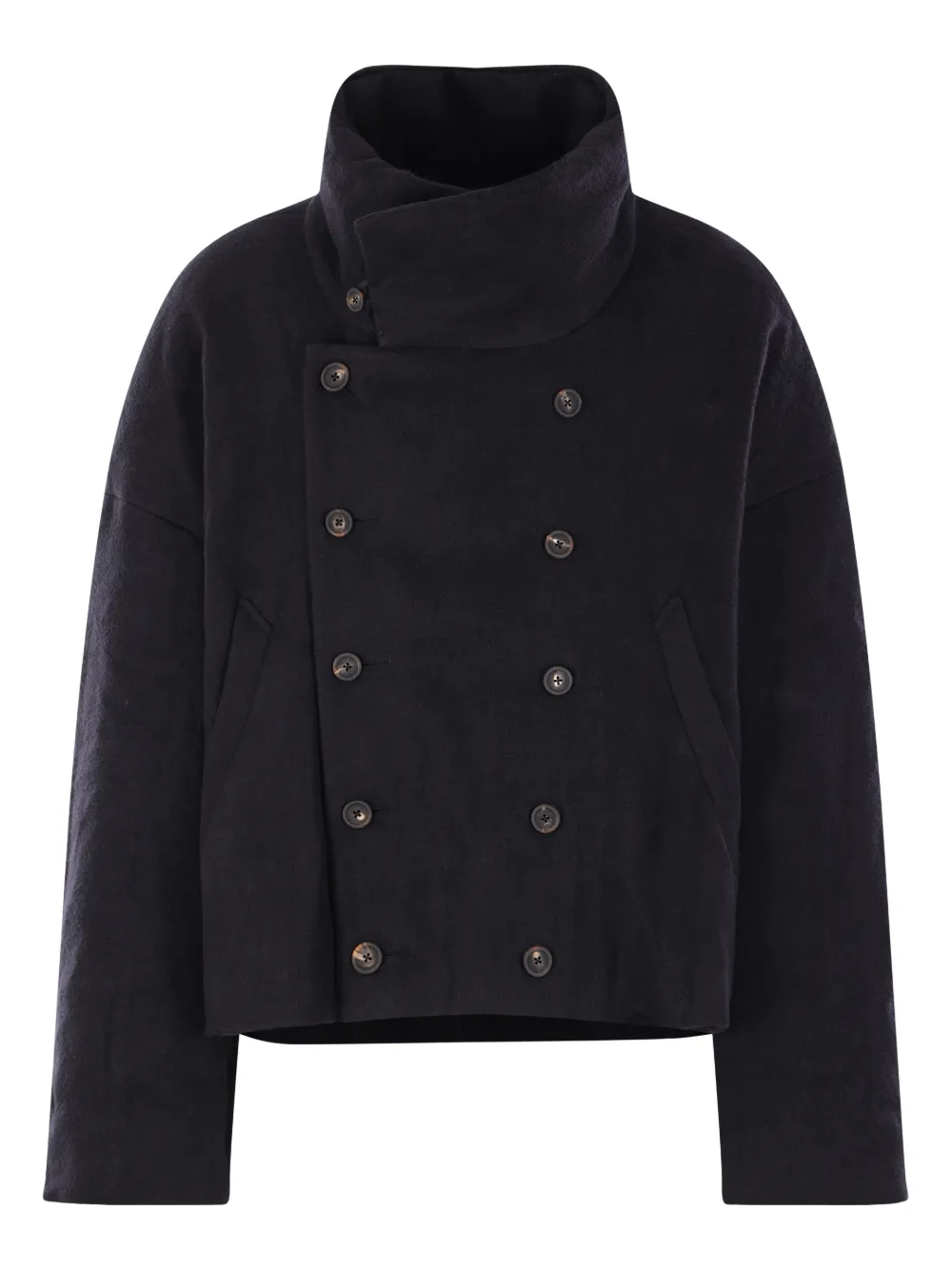 Ziggy Chen double-breasted high-collar coat | Black | Image 1