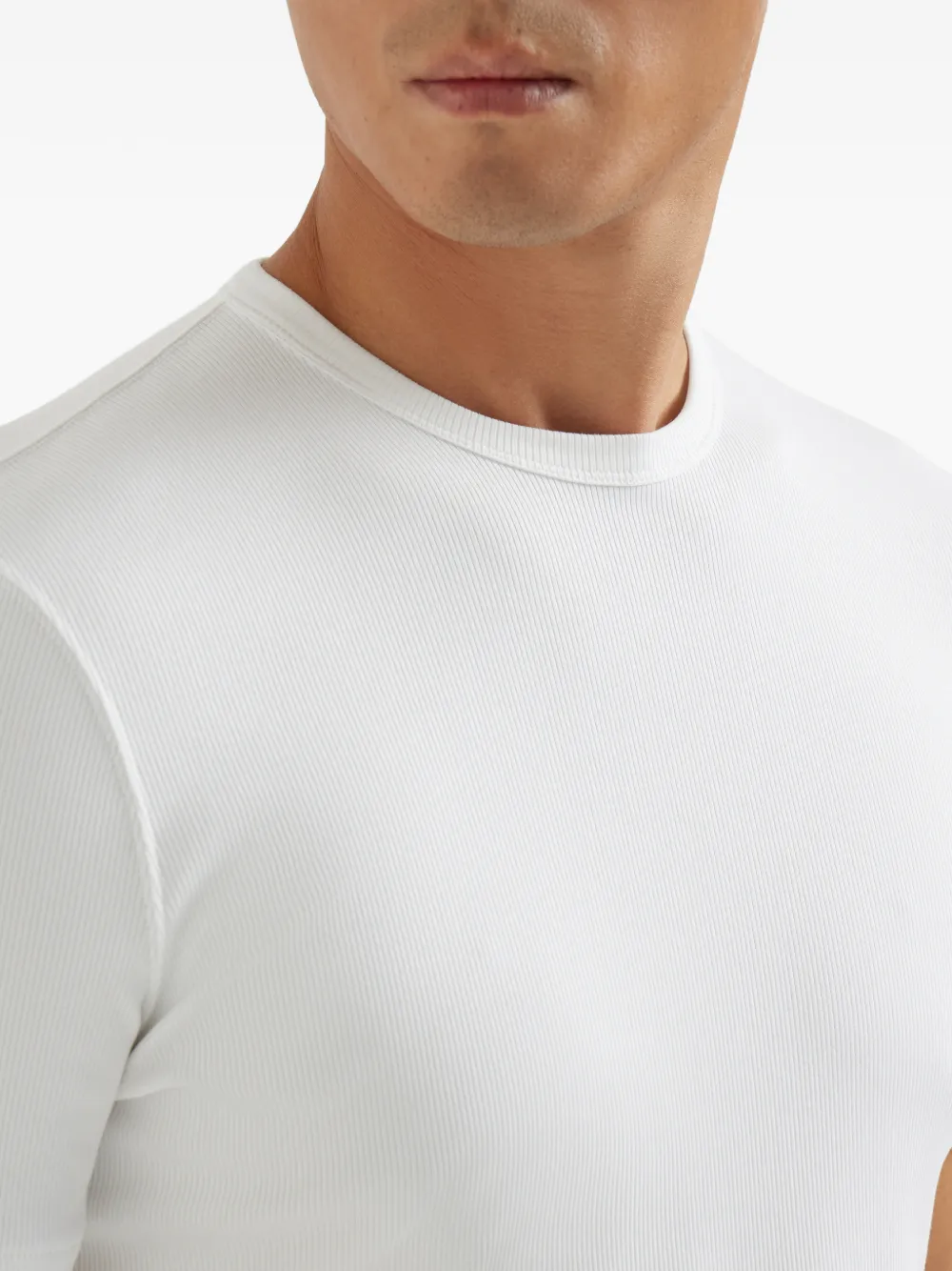 Brunello Cucinelli Geribbeld T-shirt met ronde hals Wit