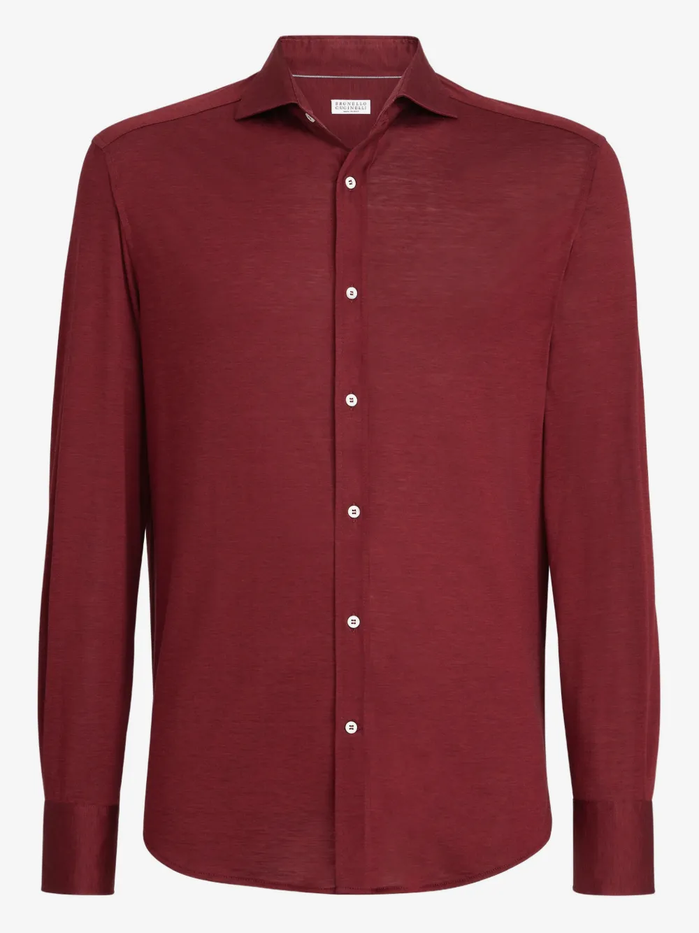 Brunello Cucinelli 버튼 클로저 긴소매 셔츠 | 레드 | Image 1