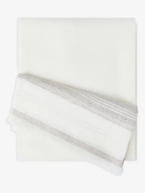 Brunello Cucinelli embroidered-detail striped linen scarf