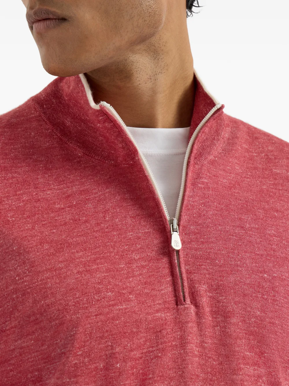 Brunello Cucinelli Trui met halve rits Rood
