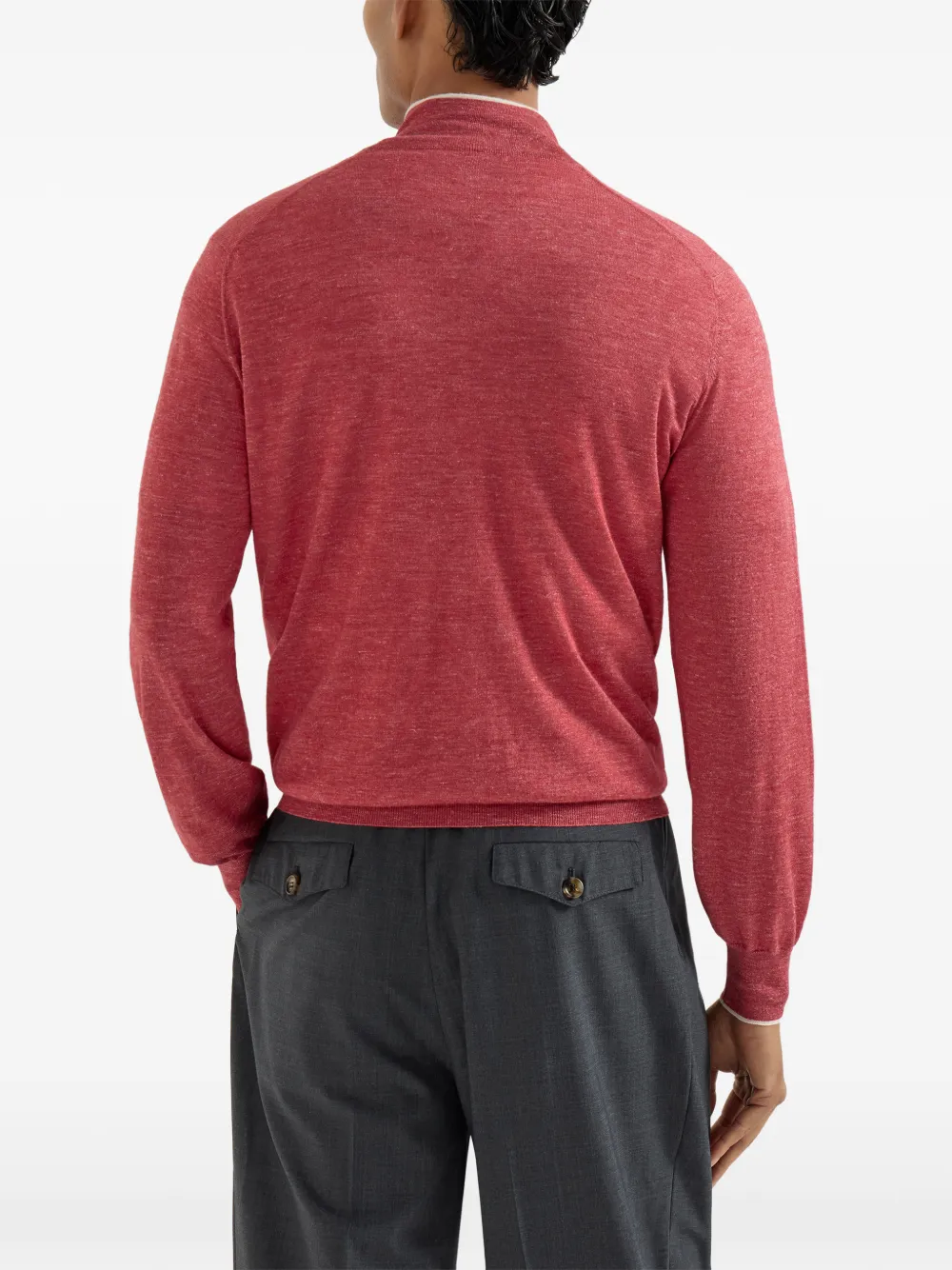  Brunello Cucinelli Half-zip Long-sleeve Sweater - Red 
