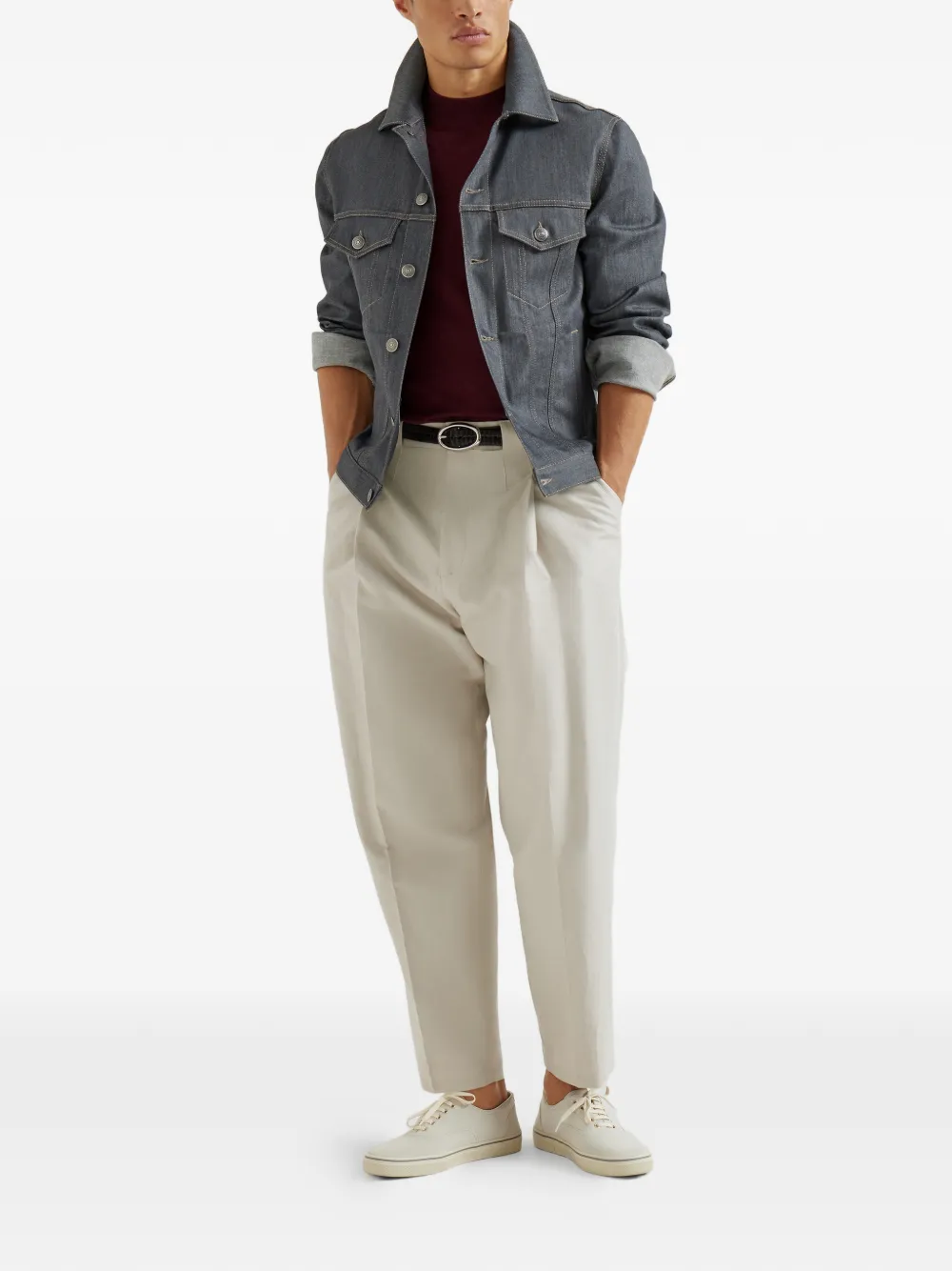 Brunello Cucinelli chamarra de mezclilla con bolsillo en el pecho | Chamarras de mezclilla | Image 2