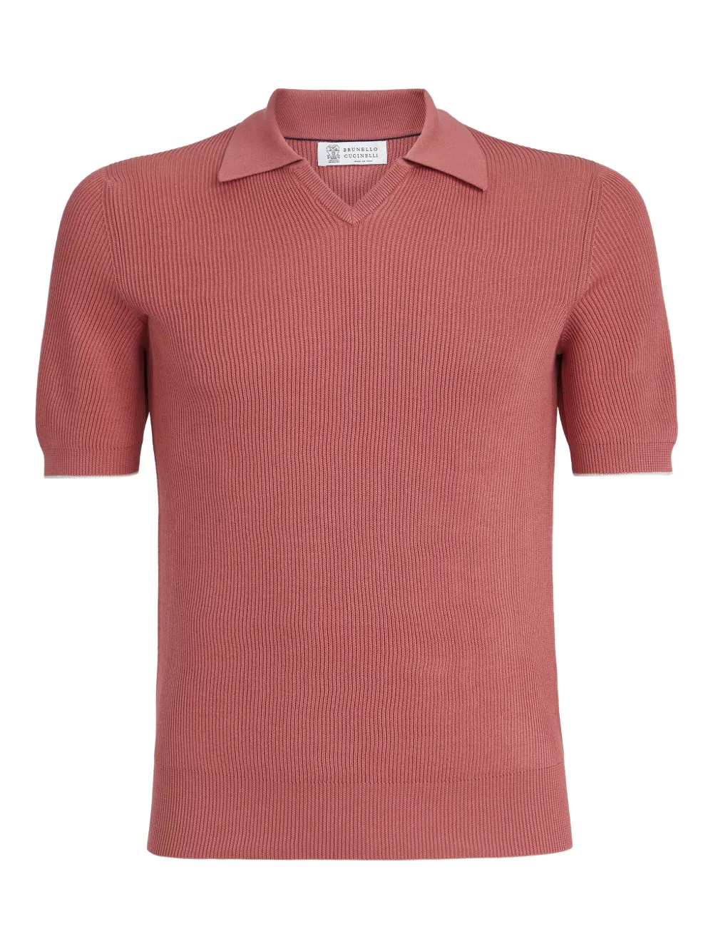 Brunello Cucinelli ribbed polo shirt - Rosso