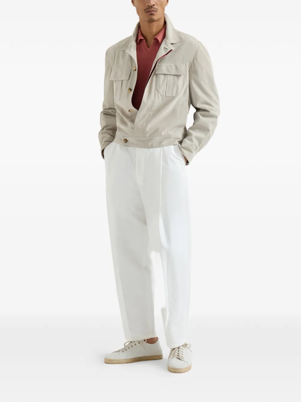 Brunello Cucinelli ribbed polo shirt - Rood