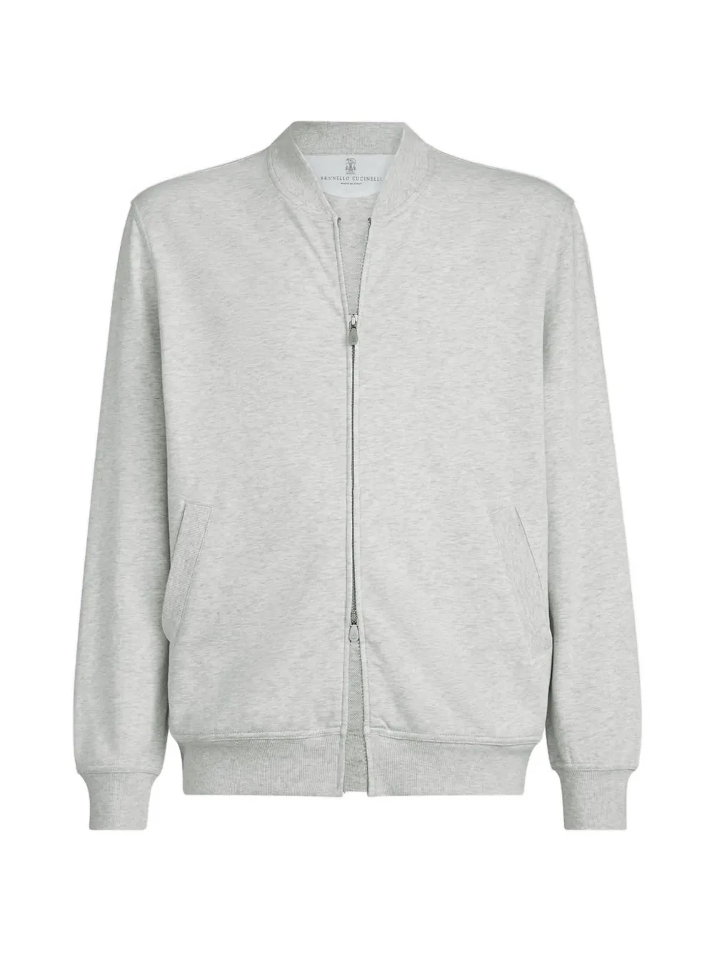 Brunello Cucinelli Techno katoenen badstof sweater met rits Grijs