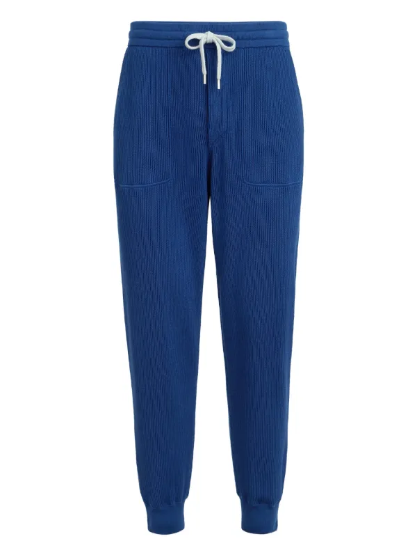 Brunello Cucinelli Ribbed-knit Track Pants in Blue