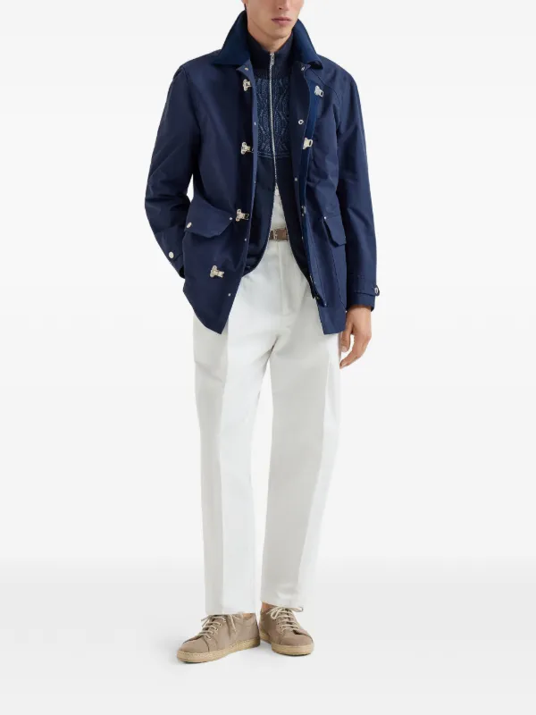 Brunello Cucinelli Jacquard Cable Cotton Cardigan | Blue | FARFETCH ID