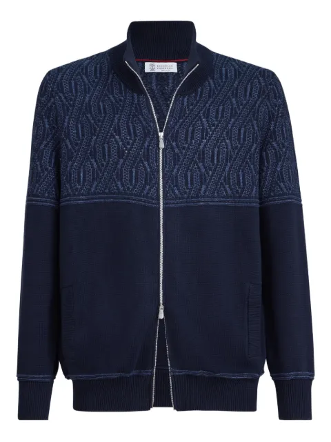 Brunello Cucinelli jacquard cable cotton cardigan