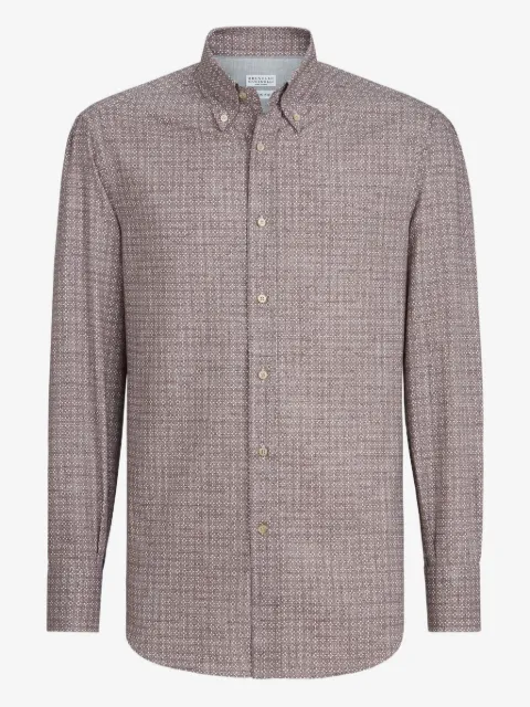 Brunello Cucinelli flower-print twill shirt