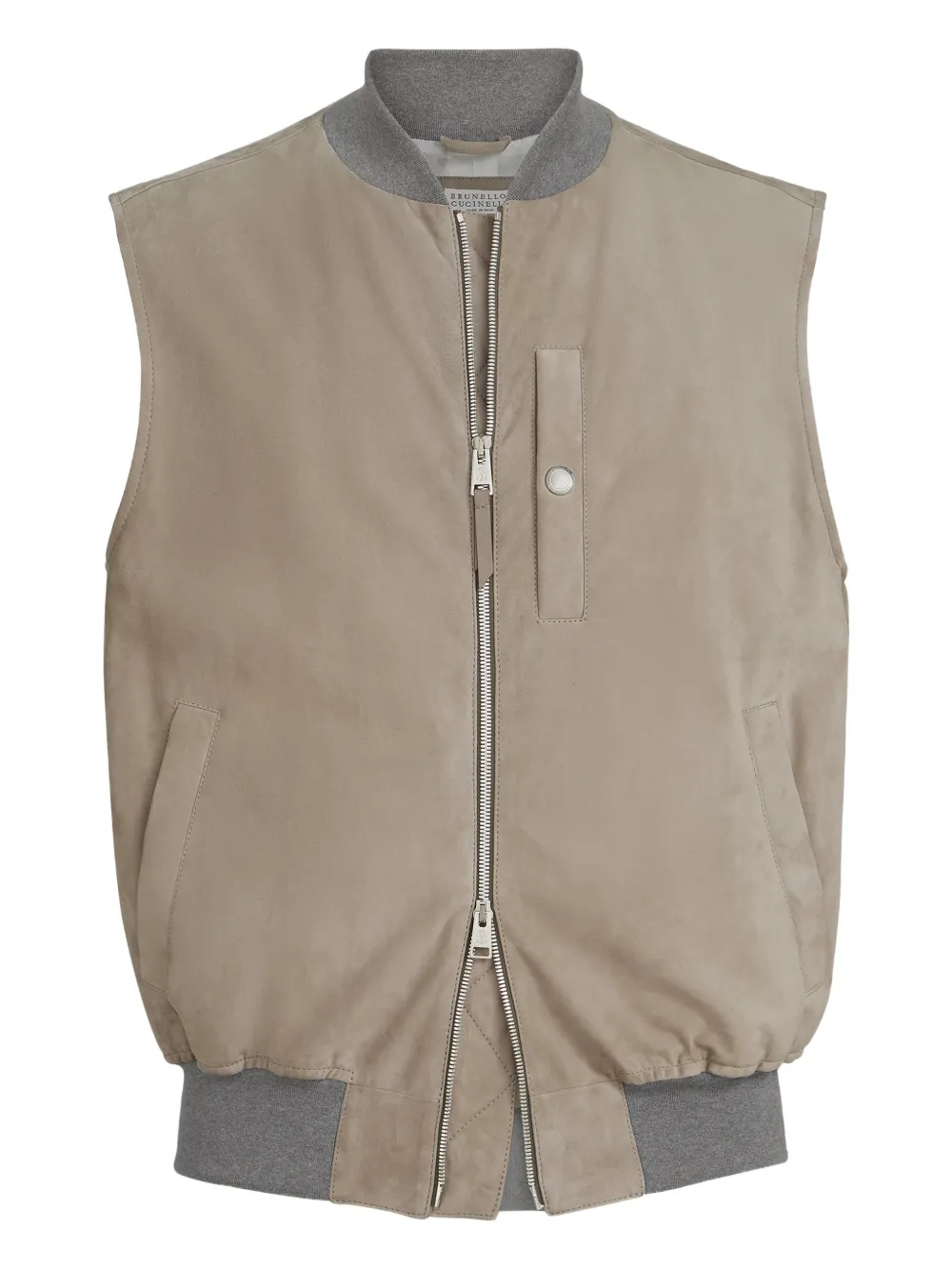 Brunello Cucinelli gilet en daim à poche poitrine | tons neutres | Image 1