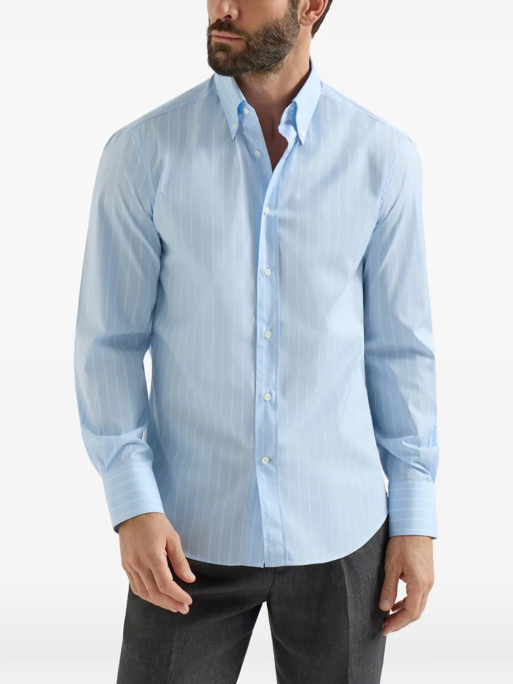  Brunello Cucinelli Striped Shirt - Blue 