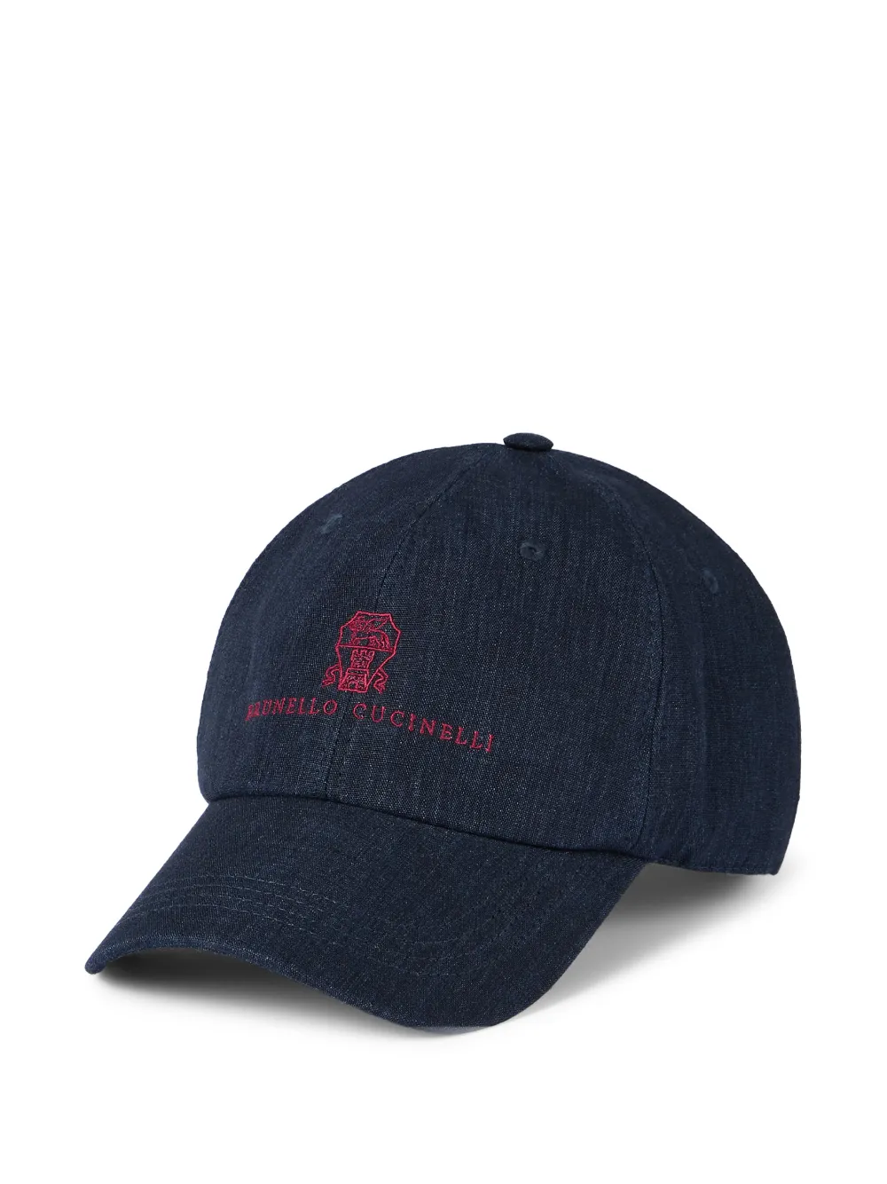 Brunello Cucinelli Embroidered-logo Linen Baseball Cap In Blue