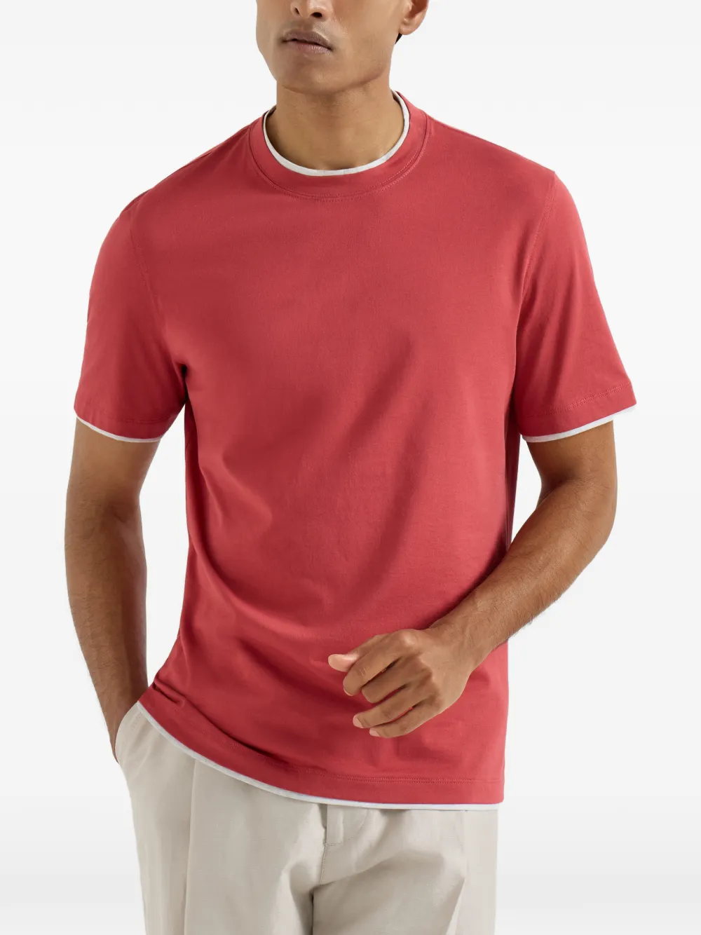 Crew-Neck Layered T-Shirt