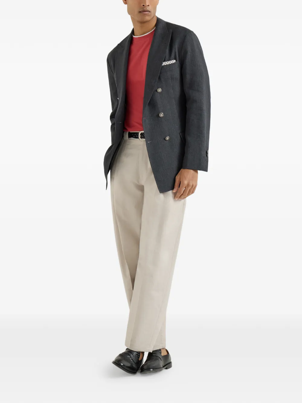 Brunello Cucinelli Gelaagd T-shirt met ronde hals - Rood