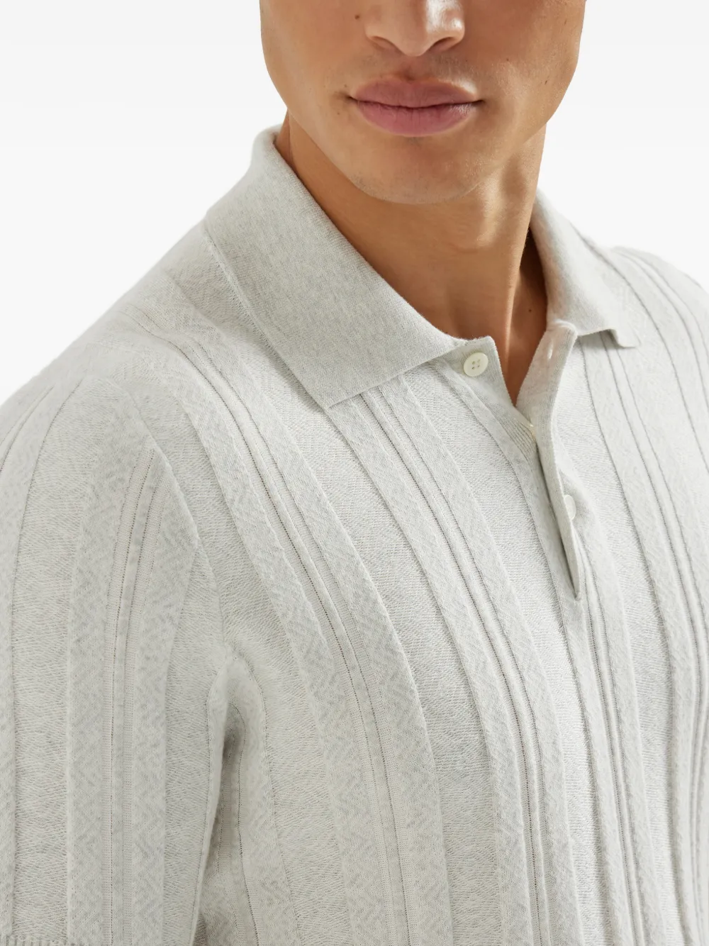 Brunello Cucinelli Poloshirt met korte mouwen en knoopsluiting Grijs