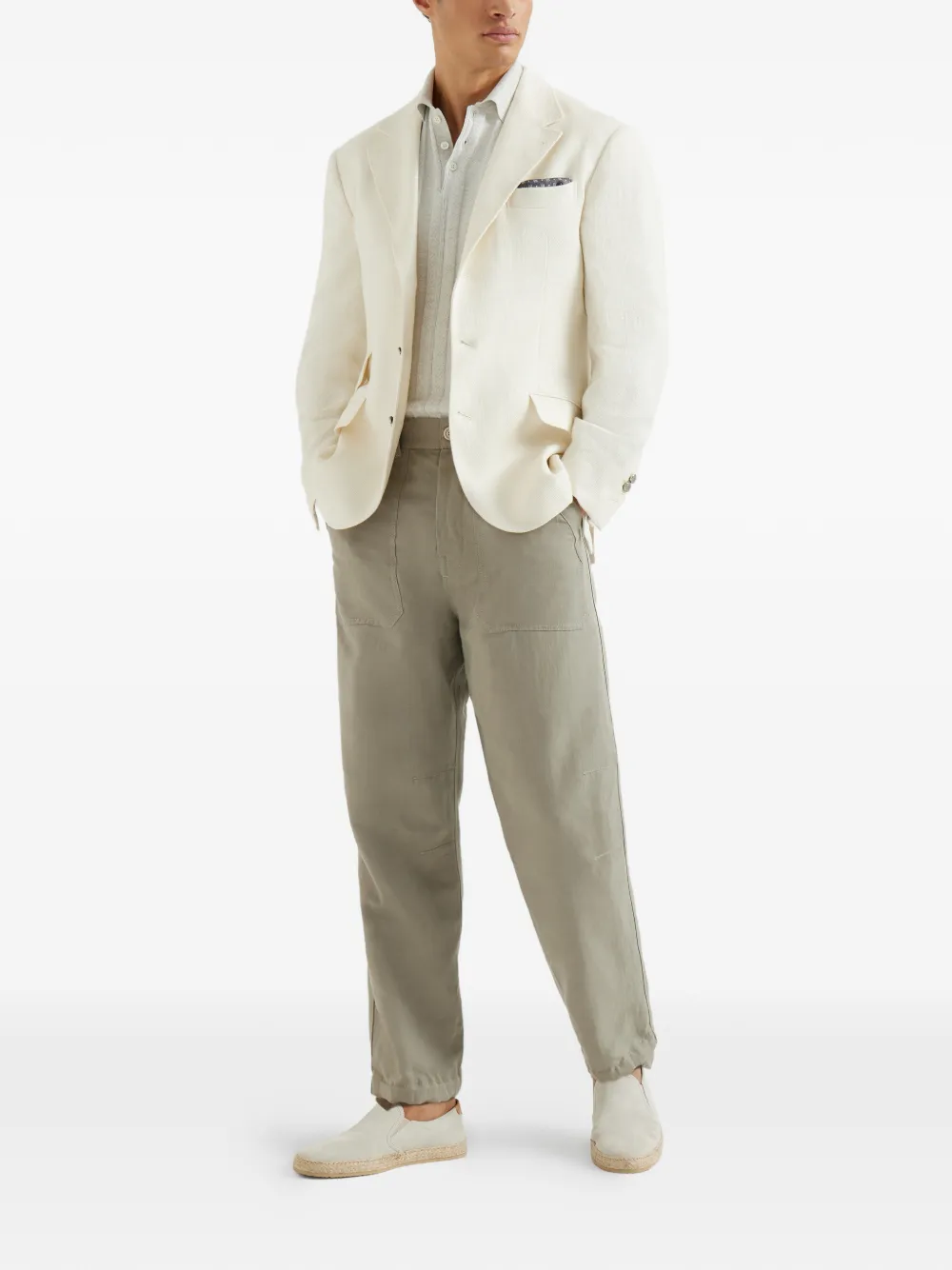 Brunello Cucinelli Poloshirt met korte mouwen en knoopsluiting - Grijs