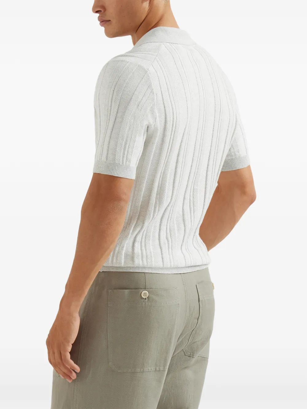 Brunello Cucinelli Poloshirt met korte mouwen en knoopsluiting Grijs
