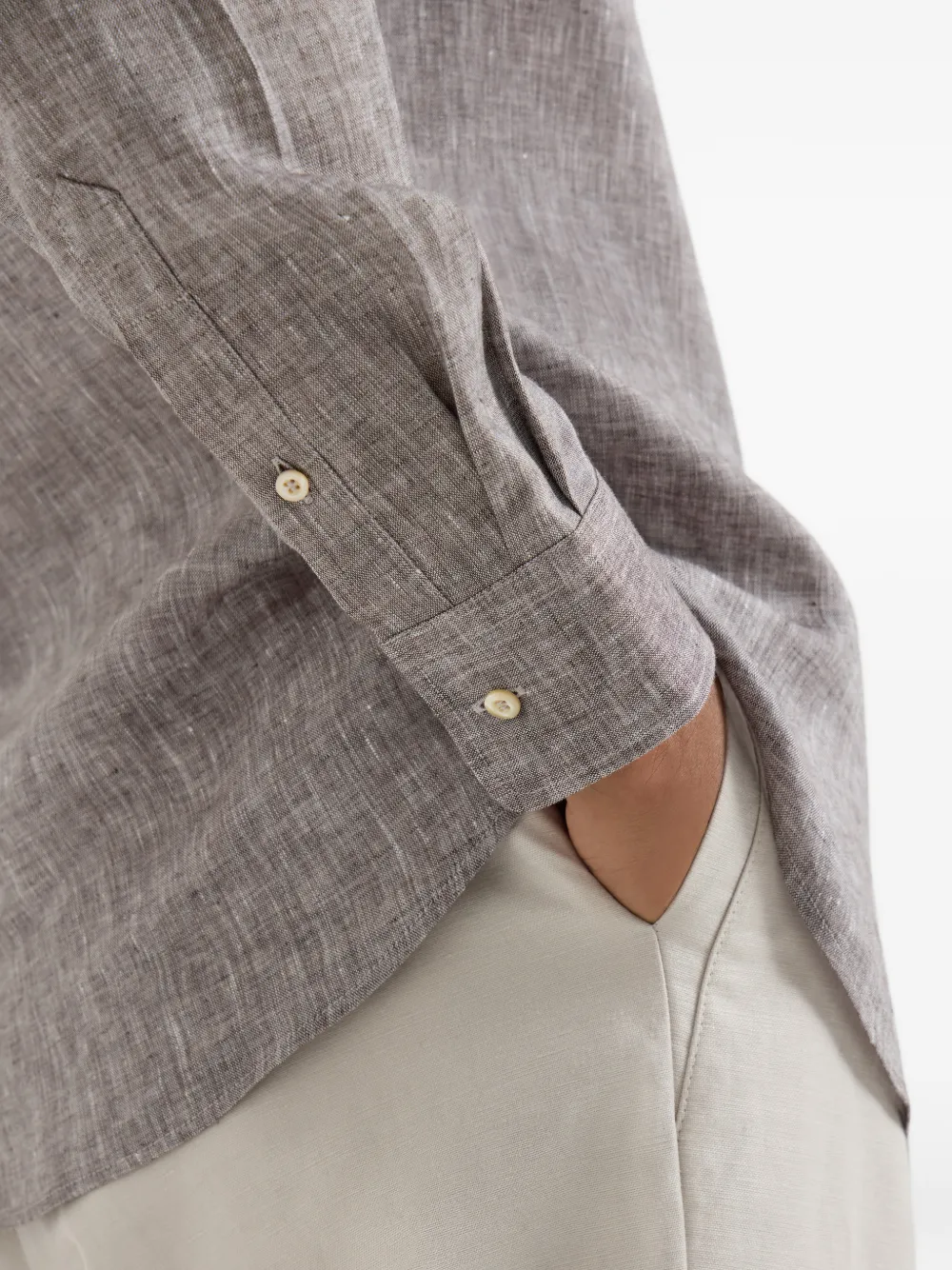 Brunello Cucinelli Linnen overhemd Bruin
