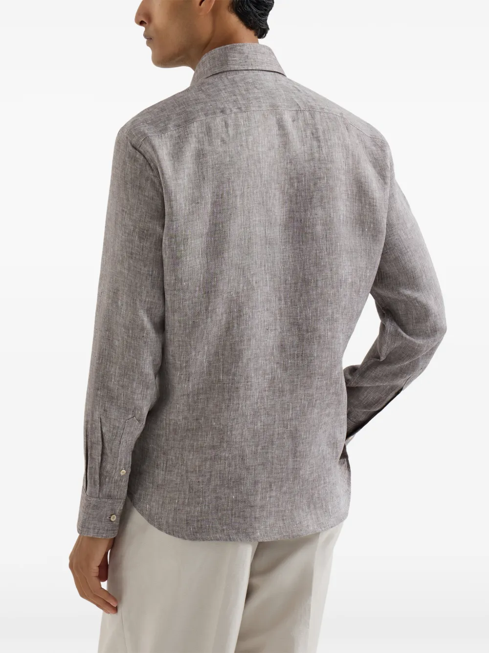  Brunello Cucinelli Linen Shirt - Brown 