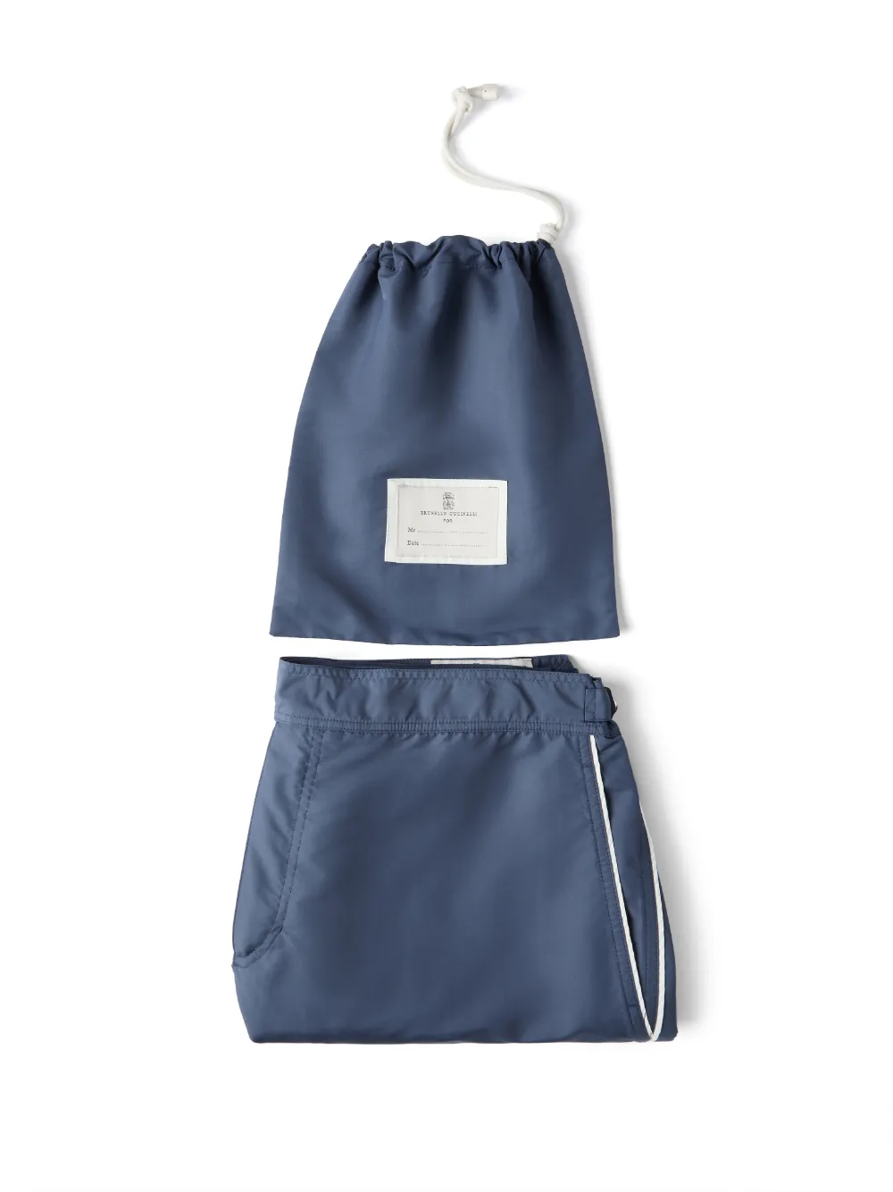 Brunello Cucinelli Zwembroek met tailleband en afwerking Blauw