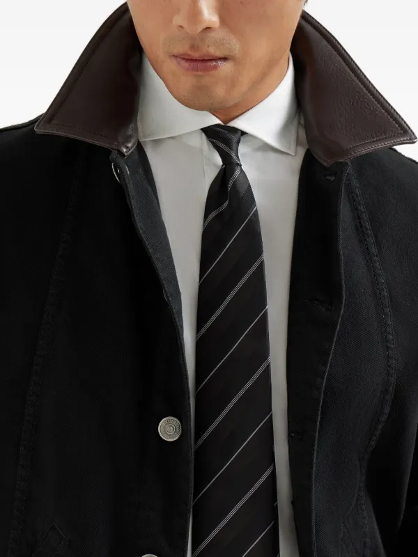 Brunello Cucinelli ストライプ シルクネクタイ | ブラック | FARFETCH JP