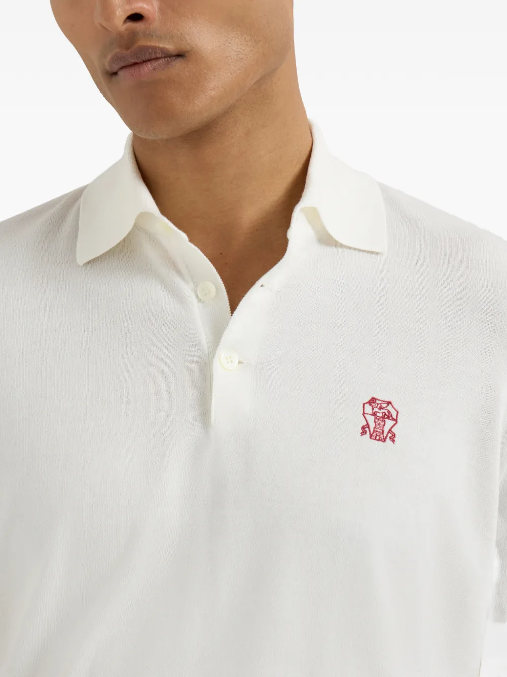 Brunello Cucinelli Poloshirt met knoopsluiting en logodetail Beige