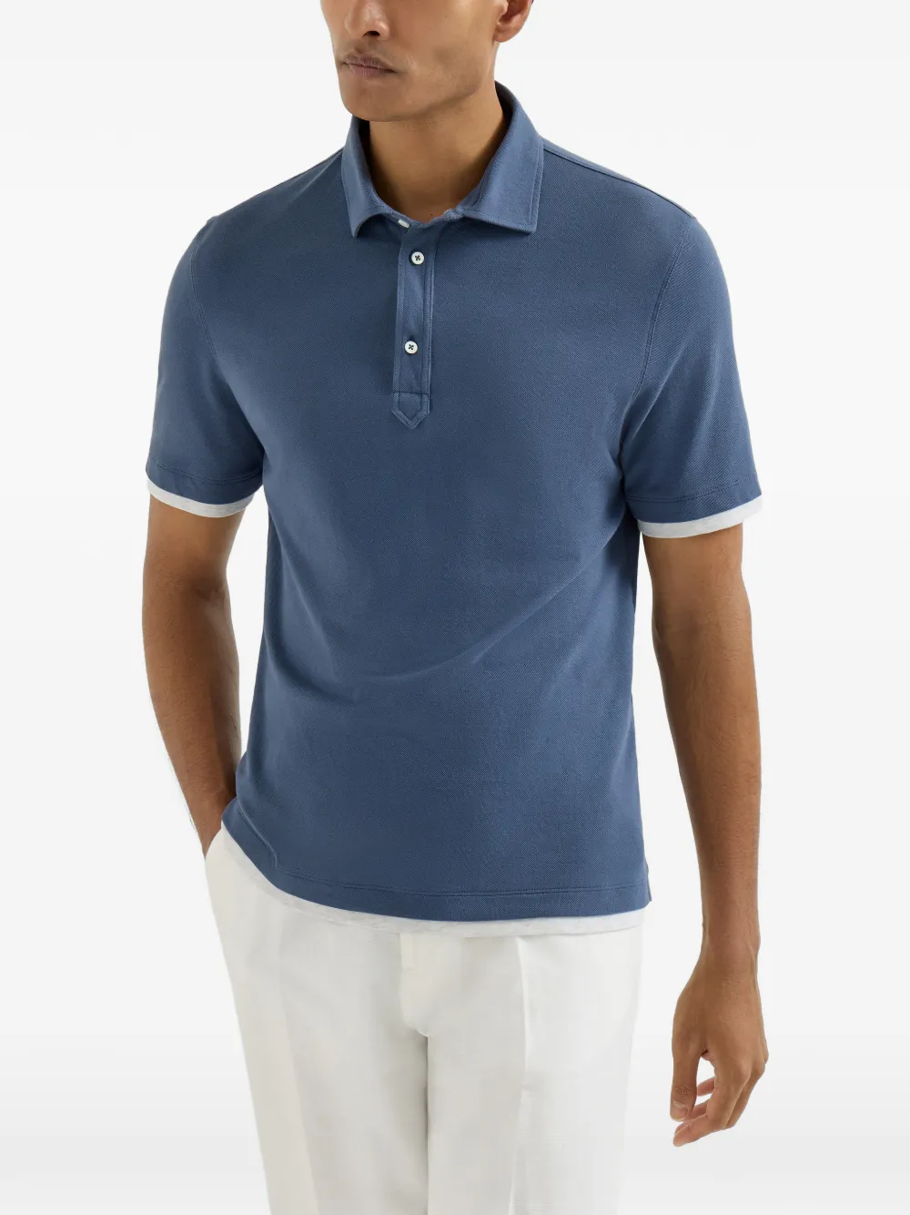 Brunello Cucinelli Piqué poloshirt Blauw