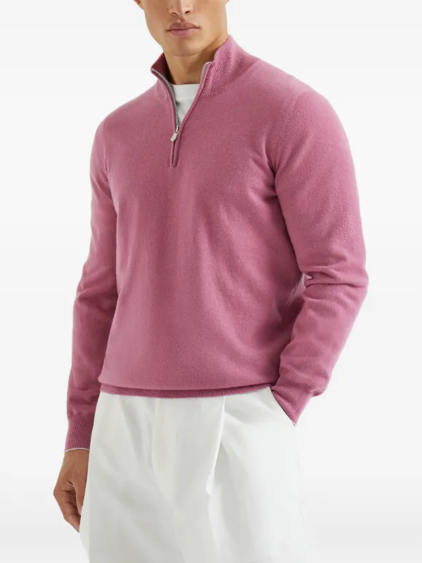 Brunello Cucinelli half-zip Cashmere Sweater | Pink | FARFETCH ID