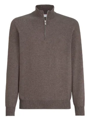 Brunello Cucinelli Rib half-zip Sweater | Green | FARFETCH