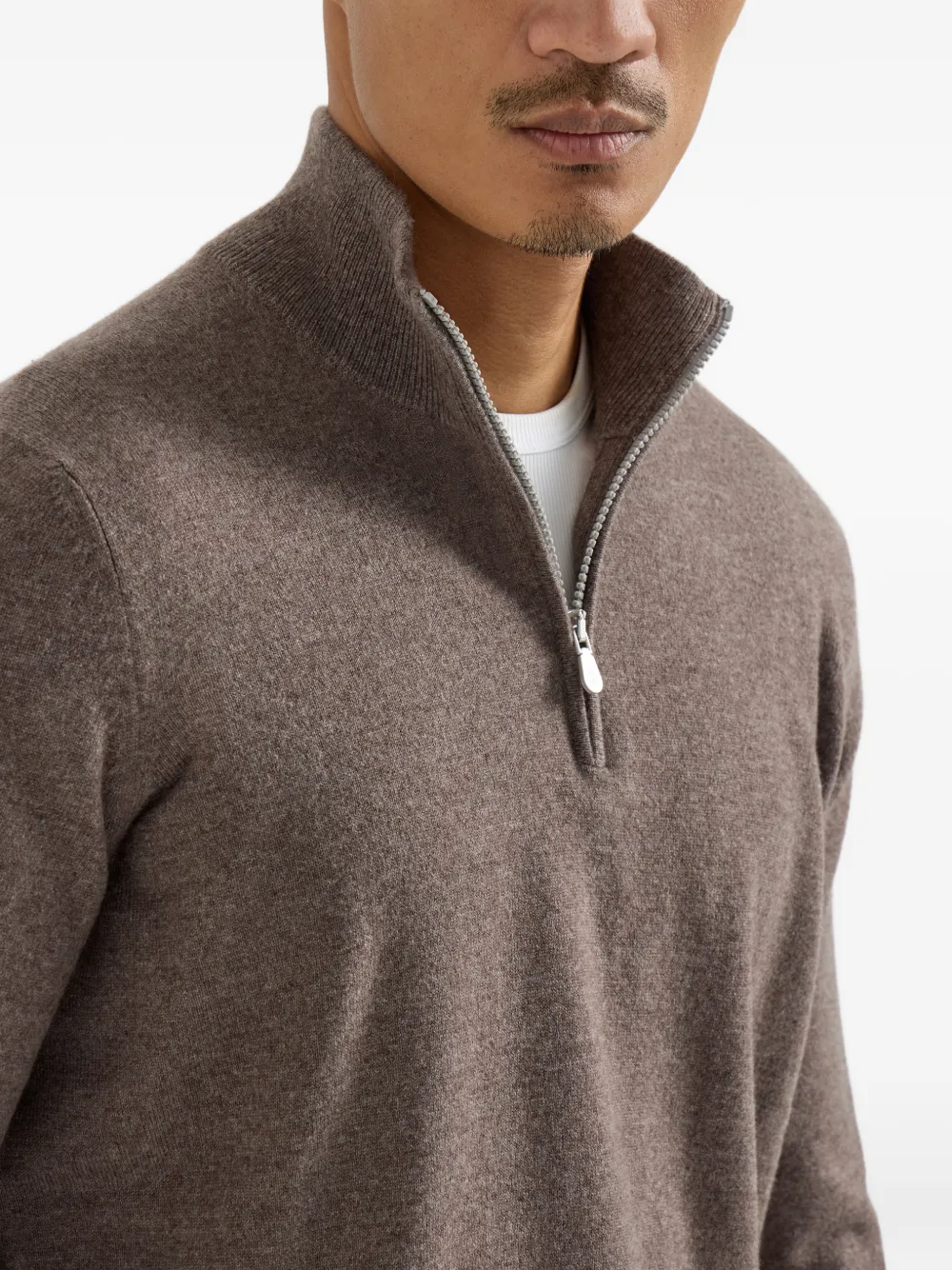 Brunello Cucinelli ハーフジップ カシミアセーター | ブラウン